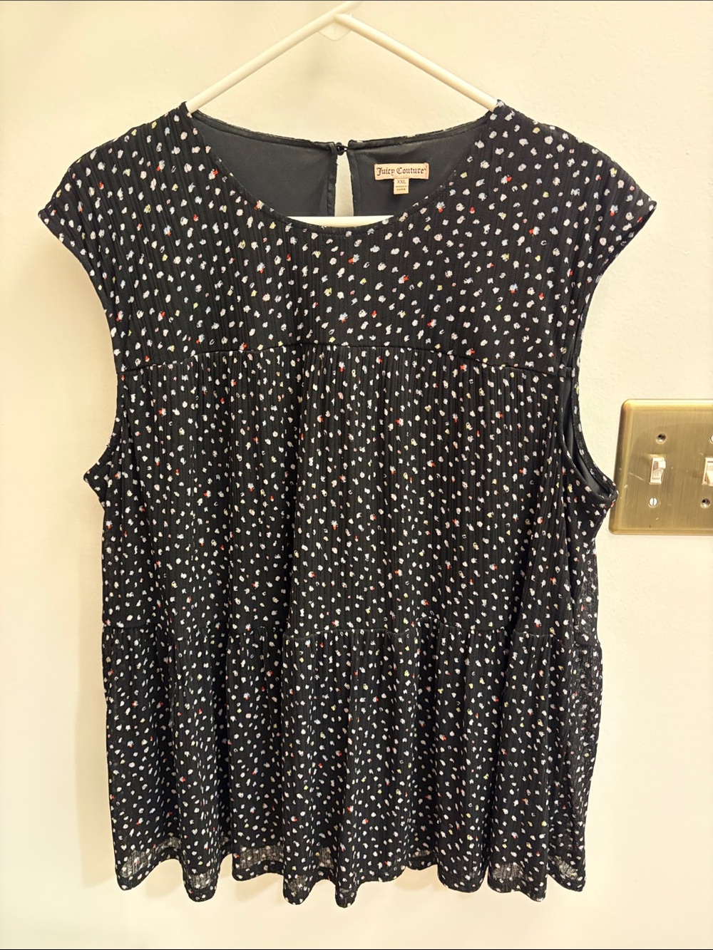 Juicy Couture Black Sleeveless Printed Tunic Top - XXL